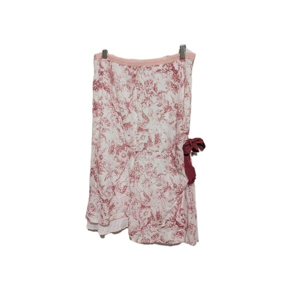 Neesh by D.A.R. Anthropologie Red White Cotton Toile Artsy Skirt L Layered Hem - Picture 1 of 5